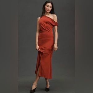 NWT Anthropologie Asymmetrical Slim
Midi Dress-Color:Wine